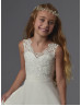 Boho Beach Lace Chiffon Floor Length Wedding Flower Girl Dress 